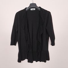Vogue Black Open Front Layered Ruffle Waterfall Cardigan Cover Up Size XL