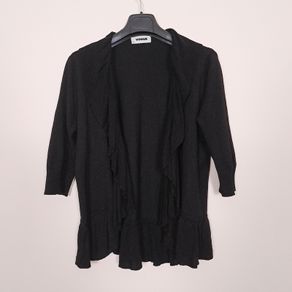 Vogue Black Open Front Layered Ruffle Waterfall Cardigan Cover Up Size XL