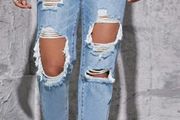 Brand New High Waist Straight Leg Ripped Jeans
