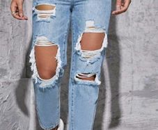 Brand New High Waist Straight Leg Ripped Jeans