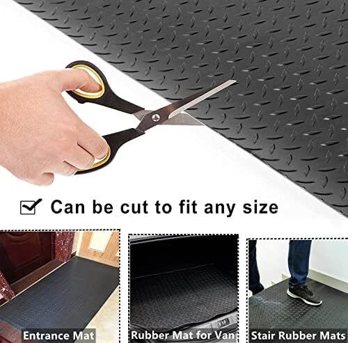 Rubber Garage Flooring Matting 1m x 5m Heavy Duty Rubber Matting Roll, 3mm Workshop Garage Flooring Mat, Anti-Slip, Indoor & Outdoor