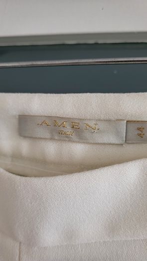 AMEN Italy beige crepe trousers Sz 44 (Fit 10-12 UK) Rrp 395 (New)