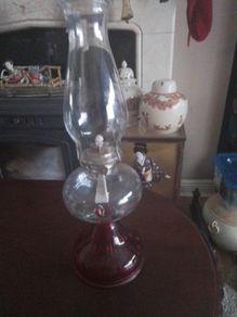Cranberry glass VTG Oil lamp