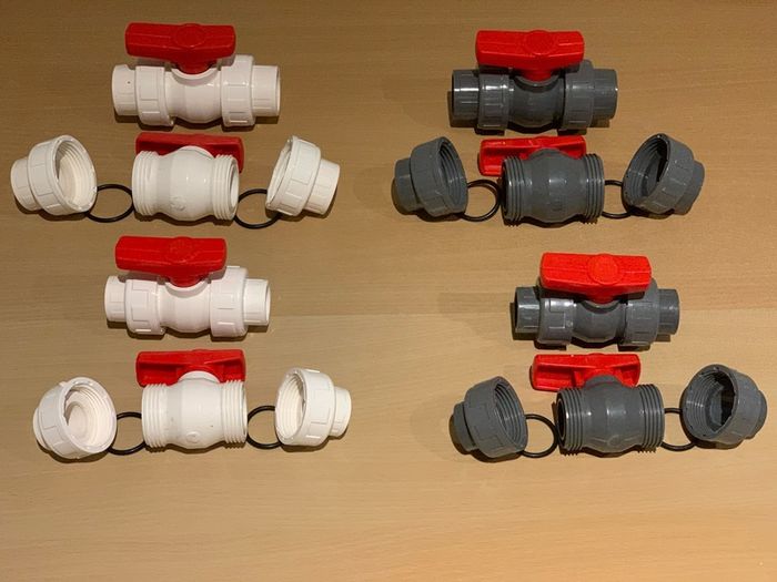 White PVC double union ball valve size 25mm