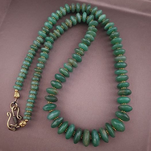 Vintage Tire Shape Jade Beads Necklace 24inches