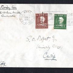 1943 Ireland Rowan Hamilton (Discovered of Quaternions) Commemorative Stamps First Day Cover (FDC) with Baile Atha Cliath (Dublin) Gwor Wheat slogan cancel