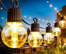 Garden String Festoon Lights - 17M / 55.77FT Garden LED Lights Outdoor Lights Mains Powered Waterproof & 25 Shatterproof Outdoor Patio Lights for Backyard Gazebo Pergola Cafe Party