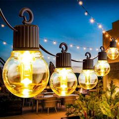 Garden String Festoon Lights - 17M / 55.77FT Garden LED Lights Outdoor Lights Mains Powered Waterproof & 25 Shatterproof Outdoor Patio Lights for Backyard Gazebo Pergola Cafe Party