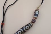 Vintage Himalayan Tibetan Treasure Vase &amp; 3 Eyes Agate Dzi Pendant Necklace