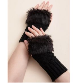 Lovely Fingerless Gloves with a Fur Trim