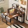 120CM Computer Desk with Storage Shelves Corner Desk Writing Desk with Shelves Reversible Computer Desk with Bookshelf for Home Office Small Space Image 3