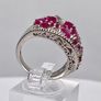 Beautiful African Ruby White Zircon Cluster Ring in Rhodium Overlay Sterling Silver 4.42 Ct. Image 9