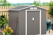 SPRING DEAL | 7ft x 4ft Lockable Polypropylene Garden Storage Shed Storage w/ Air Vents Steel Grey