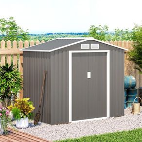 SPRING DEAL | 7ft x 4ft Lockable Polypropylene Garden Storage Shed Storage w/ Air Vents Steel Grey