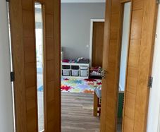 Oak engineered double doors with glass panels