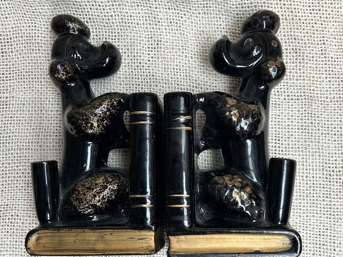 MCM Ceramic  pair of poodle bookends