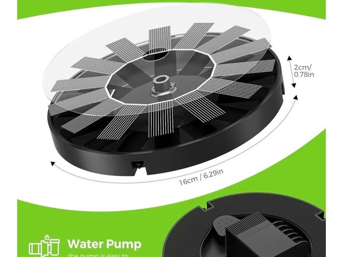 FREE EXPRESS SHIPPING Solar Fountain Pump, Circle Garden Solar Powered Water Pump Solar Panel Kit Water Pump for Pond, Fountain, BirdBath, Garden Decoration, Water Cycling, No Electricity Required