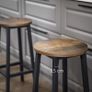 Set of 2 Bar Stools Kitchen Chairs with Sturdy Steel Frame Height 65 cm Round Easy Assembly Industrial Style Greige-Black Image 4