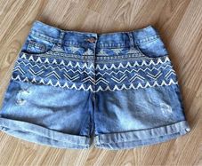 F&F Denim Embroidered Shorts, Greek Style Summer Shorts, Size - 13/14Yrs
