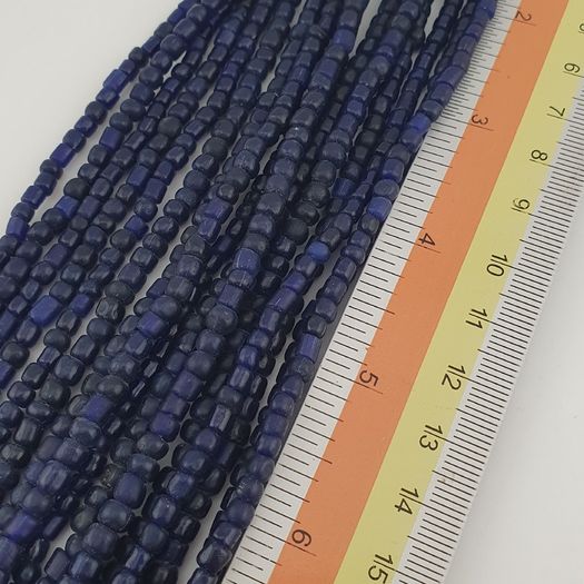 Antique African Style Dark Blue 4-5.5mm Glass Beads Necklace Strand