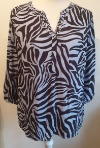 Cecil Animal Print Tunic Top Blouse New With Tags Black & Blue Guest Holidays Size L UK16-18 Payment By REVOLUT or PAYPAL
