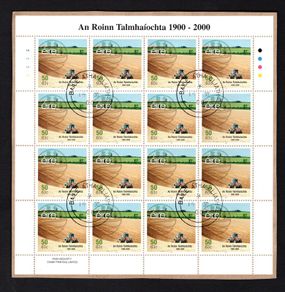 2000 Ireland Century of Department of Agriculture Stamp Sheetlet Place 1A1A1A1A Fine CDS Used with Dublin cancel of 14th November 2000 (First day of issue)