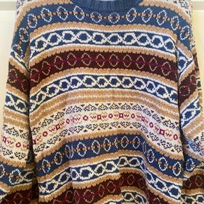Vintage 90s Patterned Knit Grandpa Jumper Oversized XL