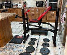 Fantastic Gym Weightlifting Set, Squat Rack, Bench, Preacher, Leg Developer, Weights, Bars + More!!