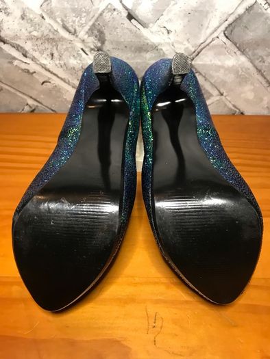 Steve Madden Dejavu Green/Blue Glitter Mermaid Scale Pattern Stiletto High Heel Shoes UK5 EUR38   S-E