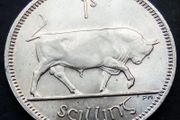 [#513] - Ireland 1968 | Irish 1s | One Shilling | Bull | KM.14a | MmS