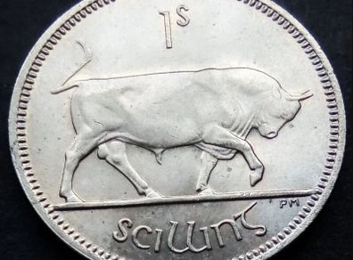[#513] - Ireland 1968 | Irish 1s | One Shilling | Bull | KM.14a | MmS