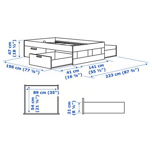 Double Bed with storage drawers and mattress from IKEA
