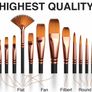Professional Paint Brush Set of 12 - Artist Paintbrush Kit for Canvas, Gouache, and Fabric Image 4
