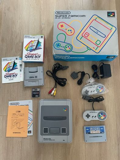 Super Famicom SNES Console Boxed CIB + Flash Card SNES 8gb sd Card + Super Game Boy Boxed + Gameboy Flash Card with 4GB micro sd