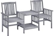 Garden Chairs with Tea Table 159x61x92 cm Solid Acacia Wood