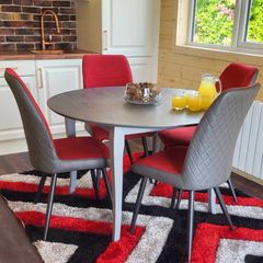 Warrington round table with 4 red harper chairs -SPECIAL OFFER