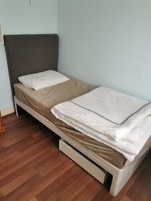 Single bed and mattress