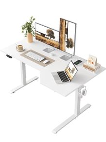 L-shaped Height Adjustable Desk, 160 x (60-90 cm), Electric Standing Desk