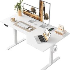 L-shaped Height Adjustable Desk, 160 x (60-90 cm), Electric Standing Desk