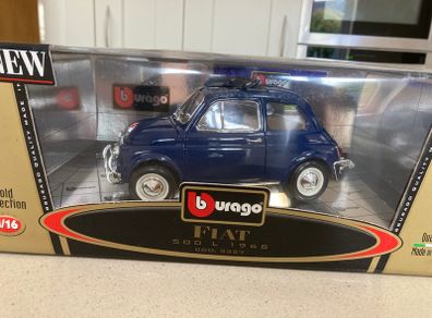 Fiat 500 Scale 1/16 Rare Blue finish New Burago