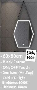 LED Bathroom Mirror 60x80cm Black Frame