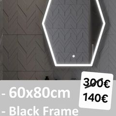 LED Bathroom Mirror 60x80cm Black Frame