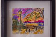 Watercolour - Sunset by the Lake