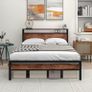 Double Bed Frame with Storage Wooden Headboard Shelf Image 9