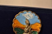 Bernard Instone Vintage Art Deco Antique Enamelled Pixie / faerie &amp; Landscape Brooch