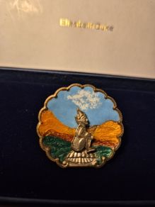 Bernard Instone Vintage Art Deco Antique Enamelled Pixie / faerie & Landscape Brooch