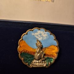 Bernard Instone Vintage Art Deco Antique Enamelled Pixie / faerie & Landscape Brooch