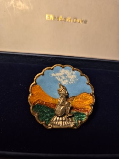 Bernard Instone Vintage Art Deco Antique Enamelled Pixie / faerie & Landscape Brooch