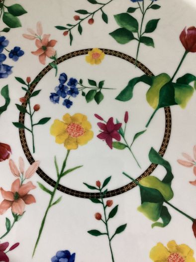 Ceramic Footed Floral Cake Display Plate