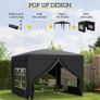 3 x 3(m) Pop Up Gazebo, Water and UV Resistant Party Tent Camping Canopy Marquee with Carry Bag, Black Image 3